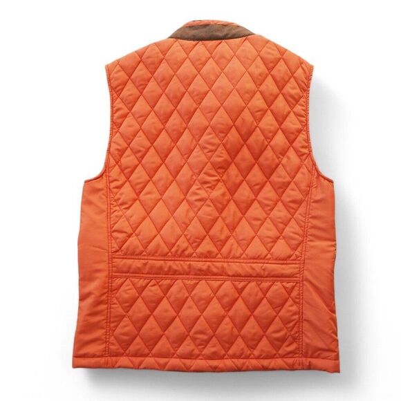 Alan Flusser Quilted Full Zip  Snap Vest Orange / Brown Men's Medium (M) - Picture 2 of 10